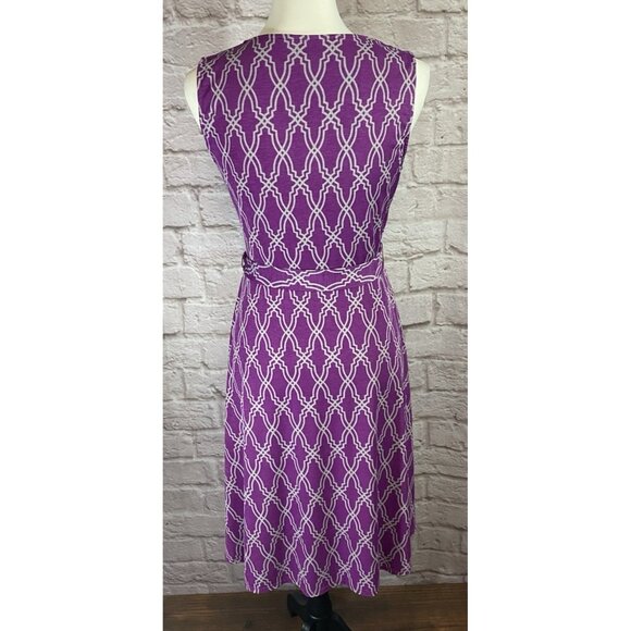 41 Hawthorn Medium Purple Gray Kassidy Wrap Fit Flare Geometric Dress 054 - Picture 11 of 15